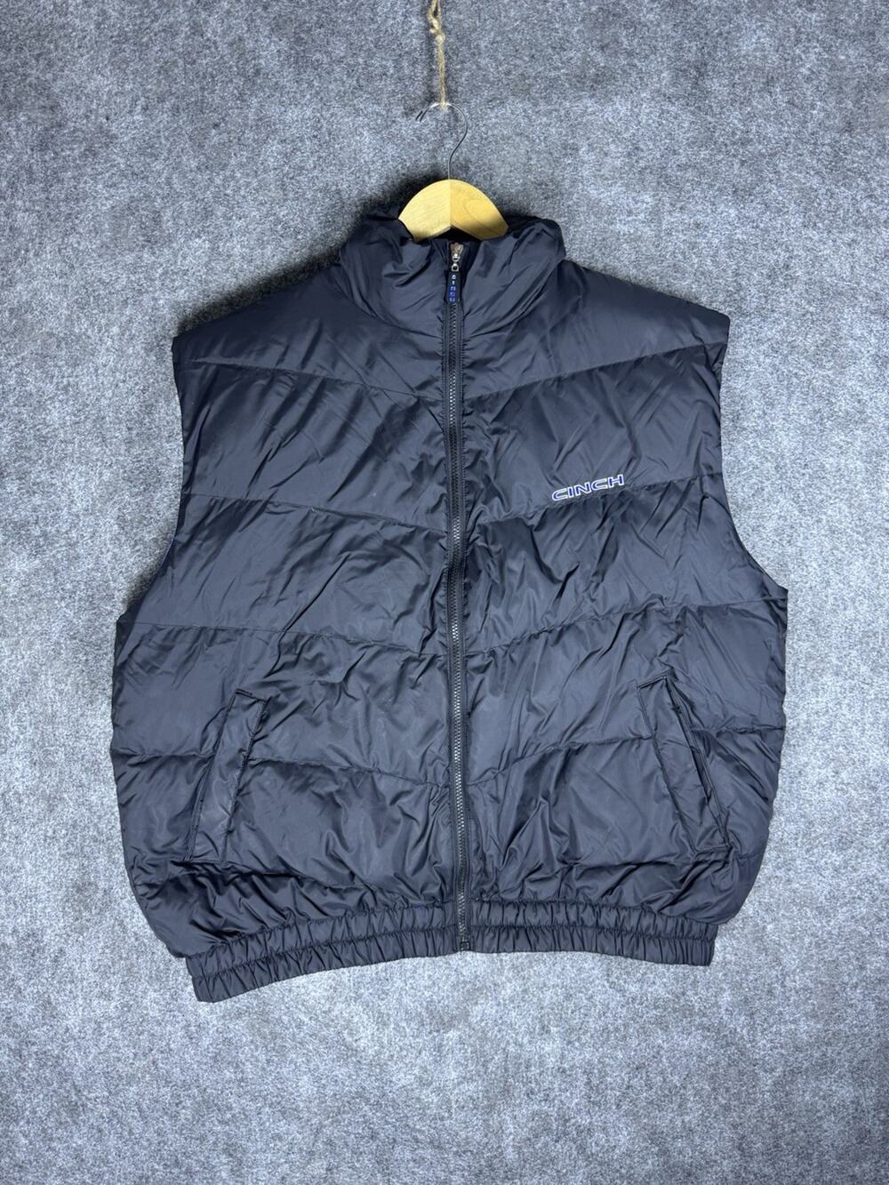 Vintage Men’s Cinch USA Down Filled Puffer Vest Size XL Full Zip Western Cowboy